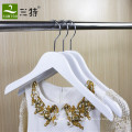 durable white color wood coat hanger with anti slip strips